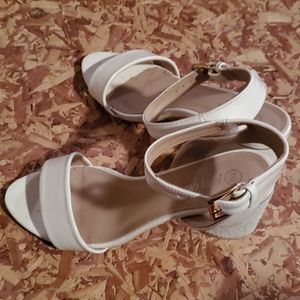 Nasty Gal White Chunky Heel Sandals